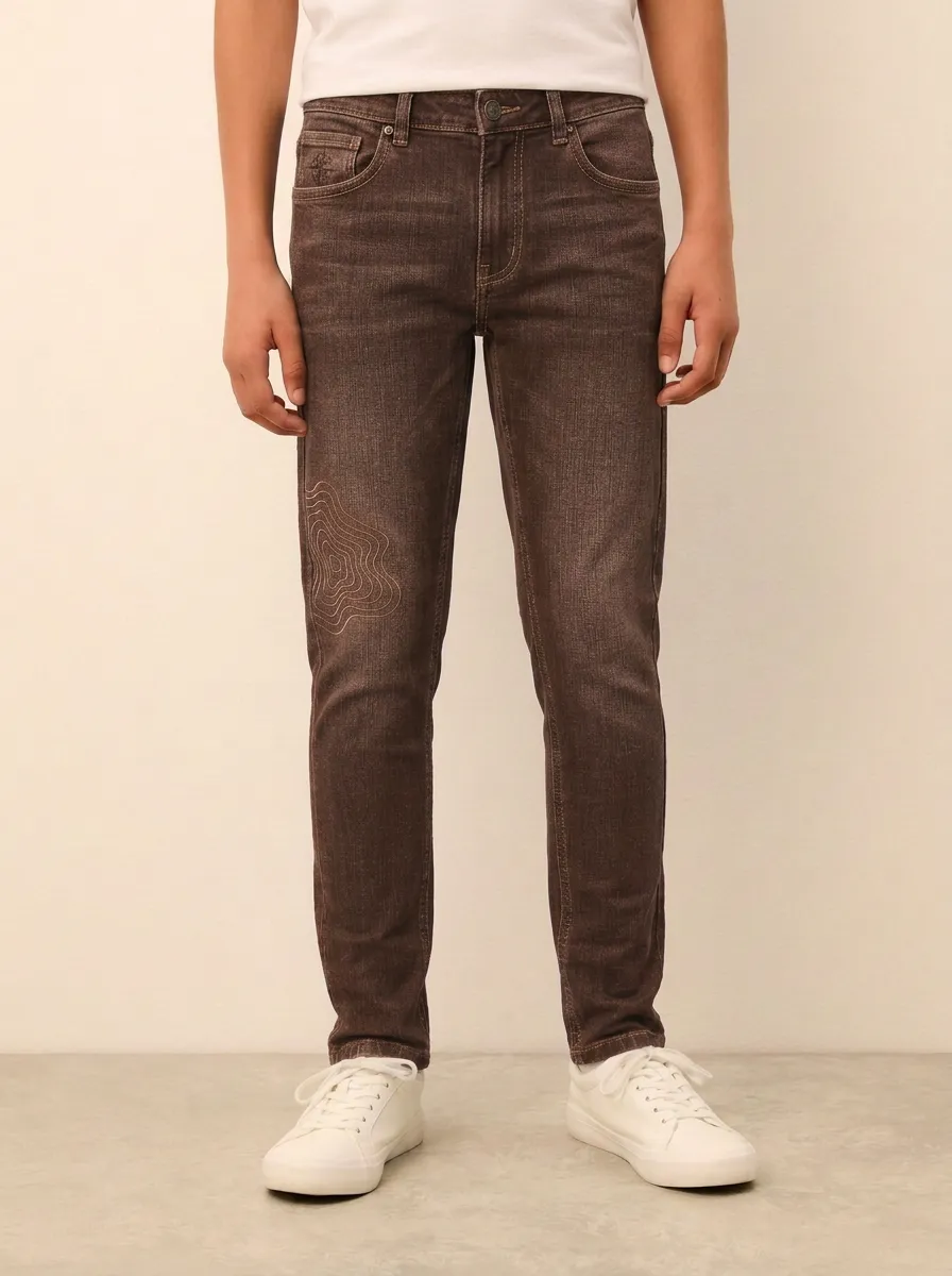 Men's Topographic Graphic Stretch Jeans