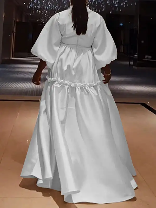 Falbala Neck Maxi Dress