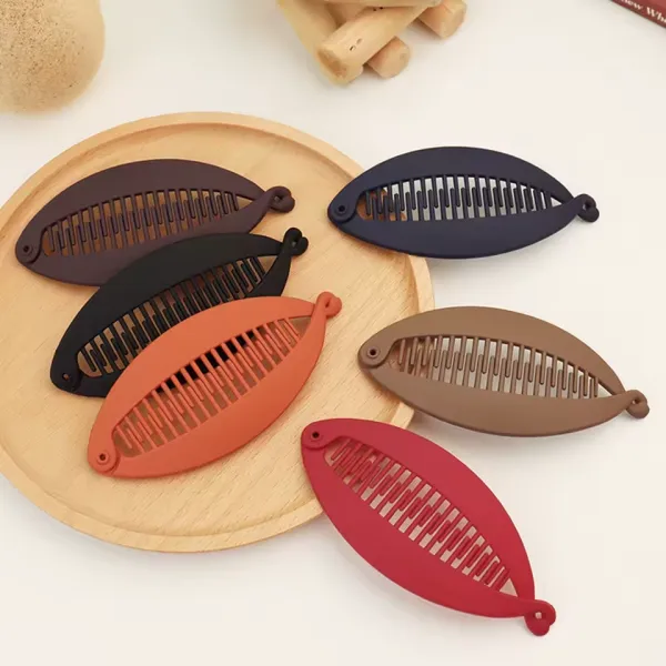 Matte metallic fish-shaped ponytail hairpin accessory