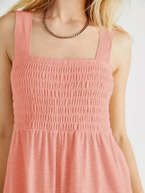 Square Neck Slim Pleated Jumpsuit