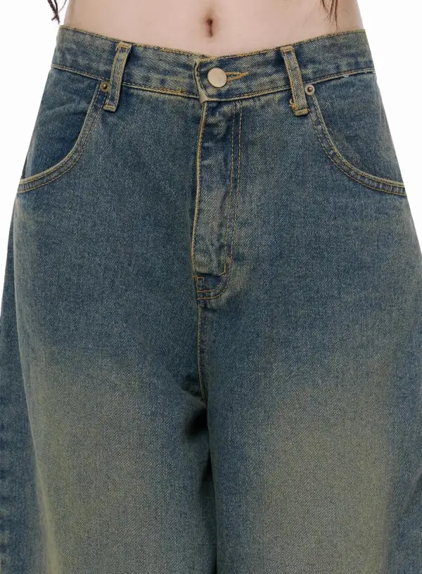 Pocketed Denim Wide-Leg Jeans