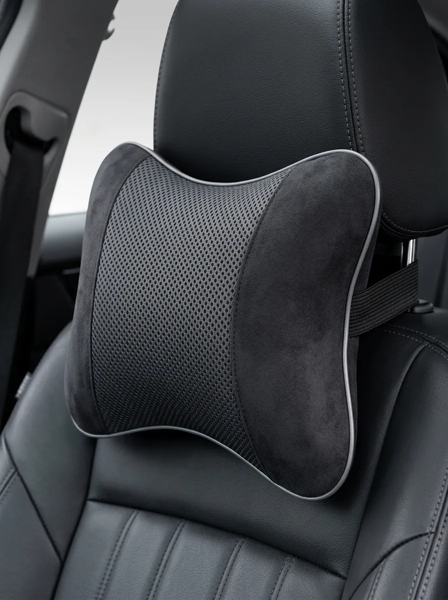 Neck-Support Mesh Suede-Look Car Neck Support Pillow