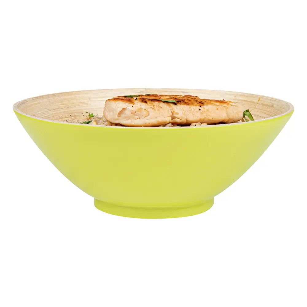 Streamlined Spun Bamboo Serving Bowl