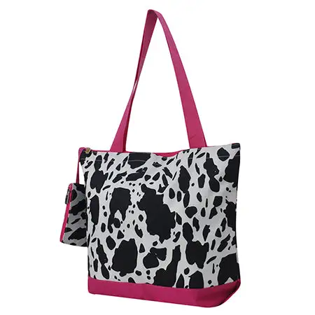 Refined Cow Print Canvas Tote Bag
