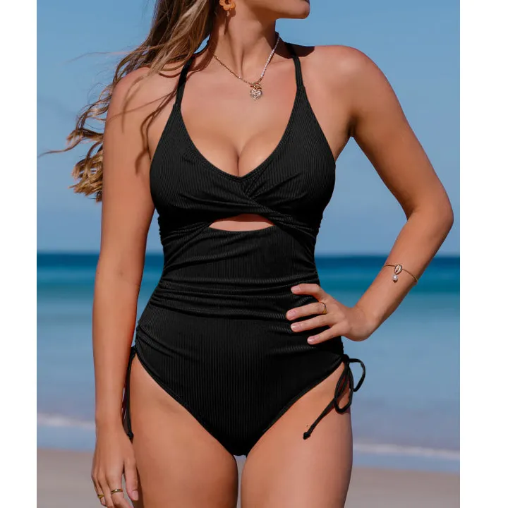 Women's Cutout V-Neck One-Piece Swimsuit