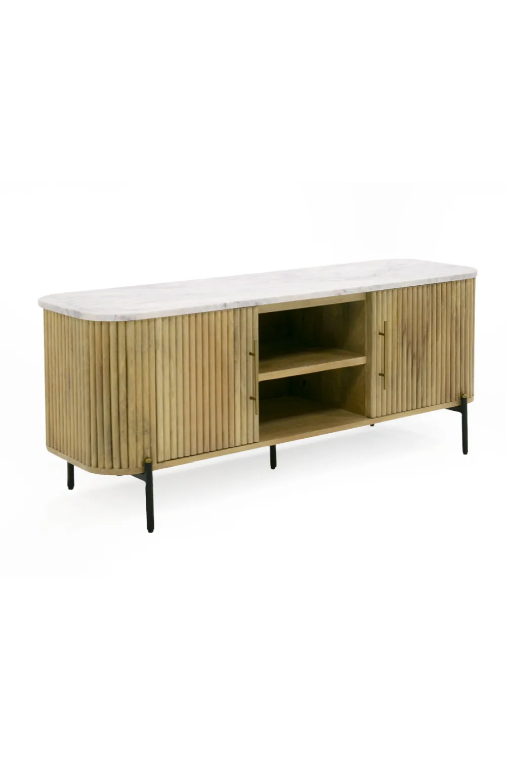 Fluted Mango Wood Media Unit