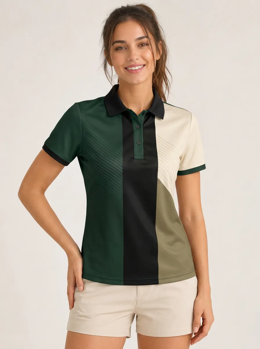 Linear Detail Colorblock Polo Shirt