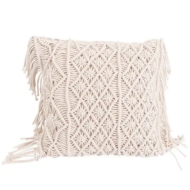 Knitted Boho Macrame Decorative Throw Blanket