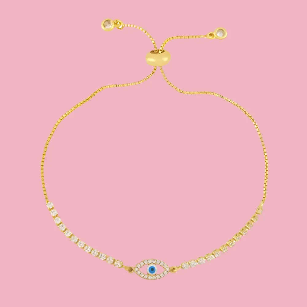 Refined Adjustable Eye Motif Bracelet