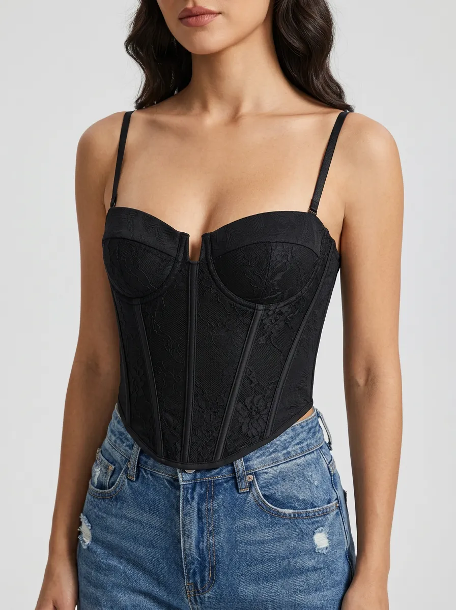 Floral-Lace Women's Corset Top