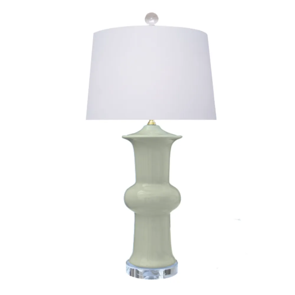Hourglass Porcelain Drum-Shade Table Lamp