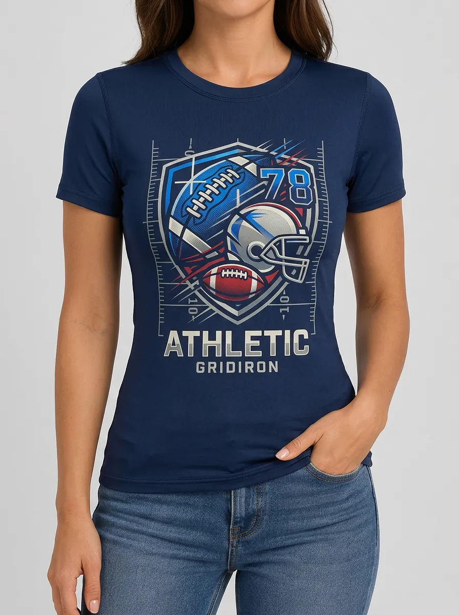 Women's American Football Fan Athletic Gridiron Printed T-shirt