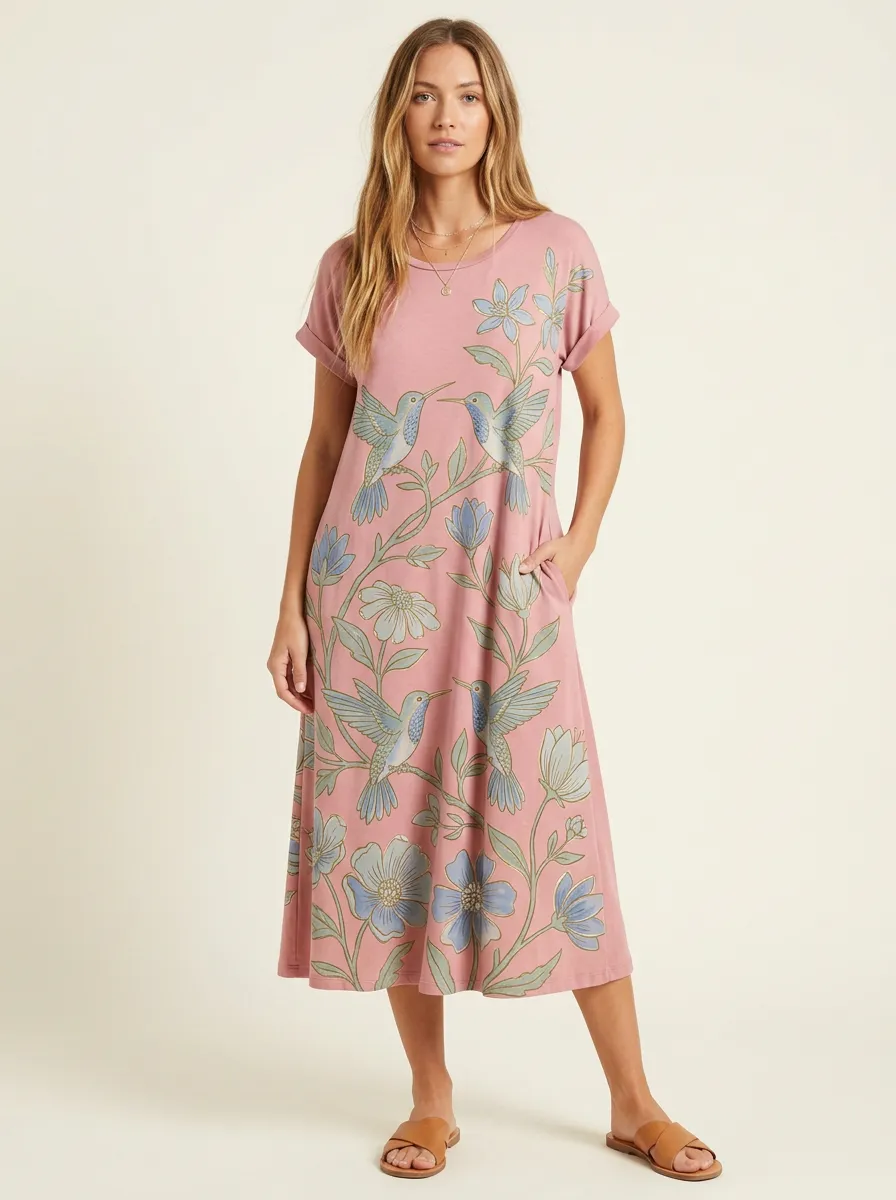 Nature Lover Hummingbird Floral Dress