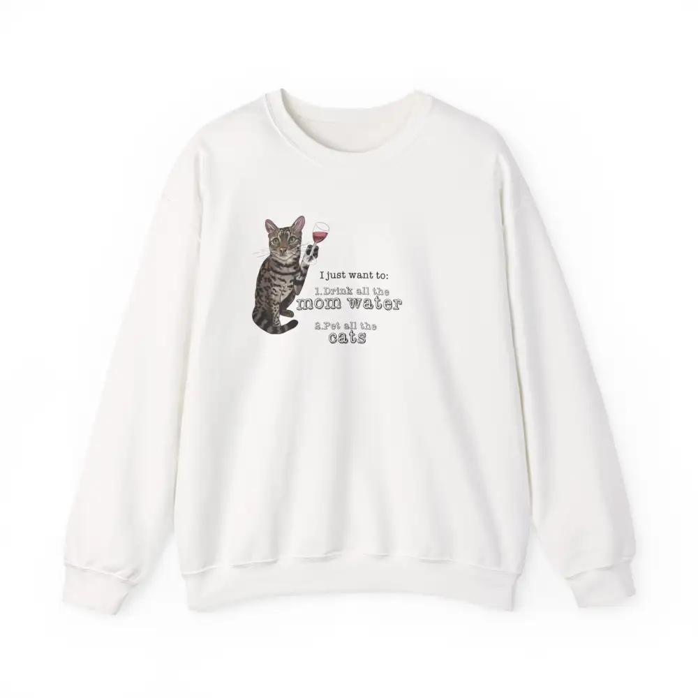 Cat Wine Humor Crewneck Sweatshirt