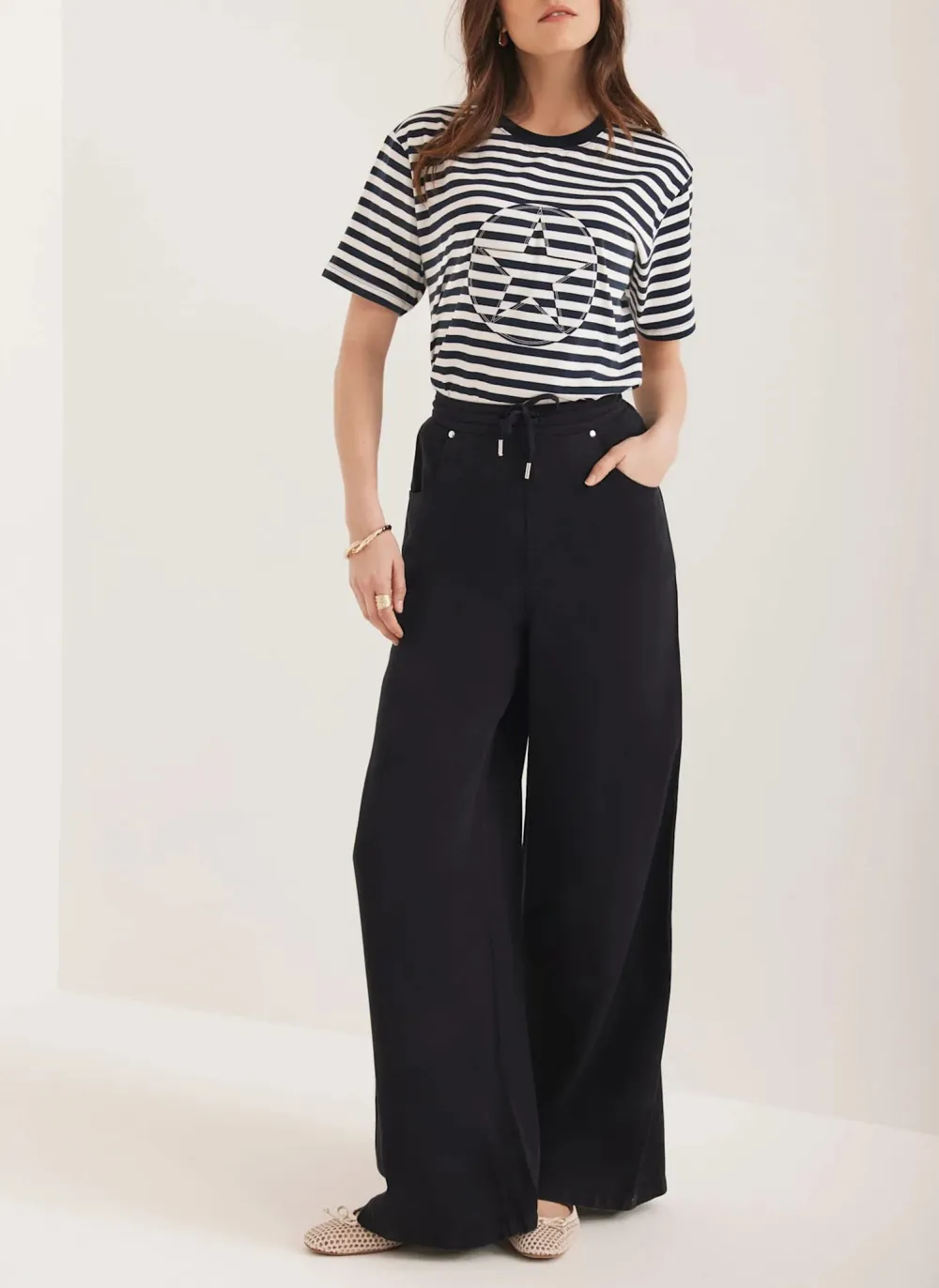 Casual Style Striped Star T-Shirt