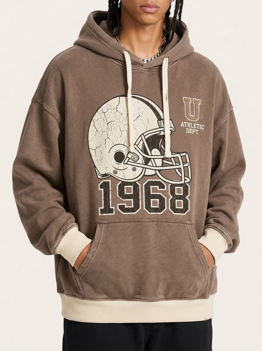 Men's Football Sports Lover 1968 Helmet Printed Hoodie