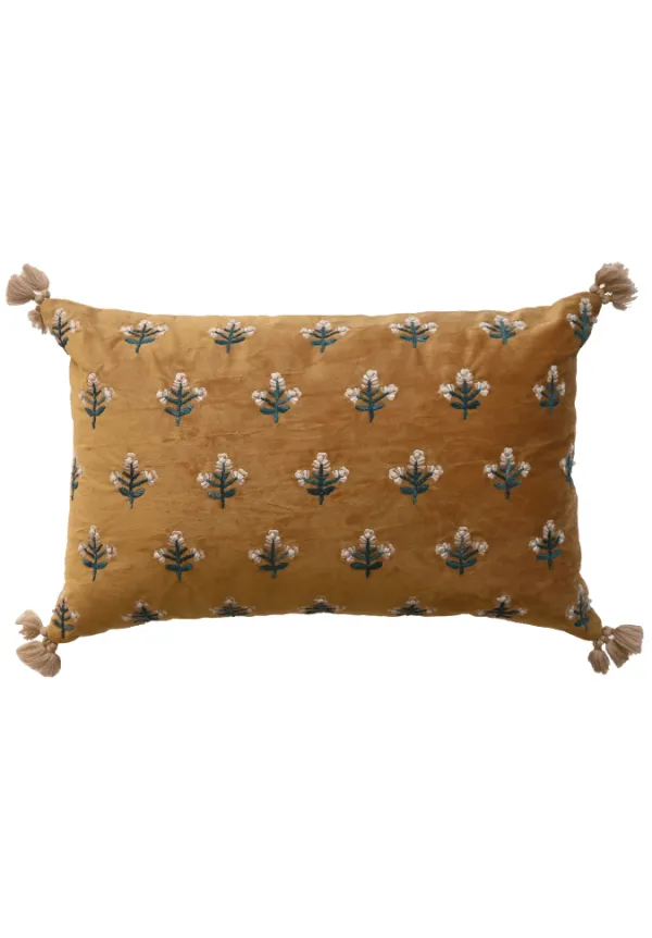 Artisan Floral Textured Velvet Decorative Cushion Cover