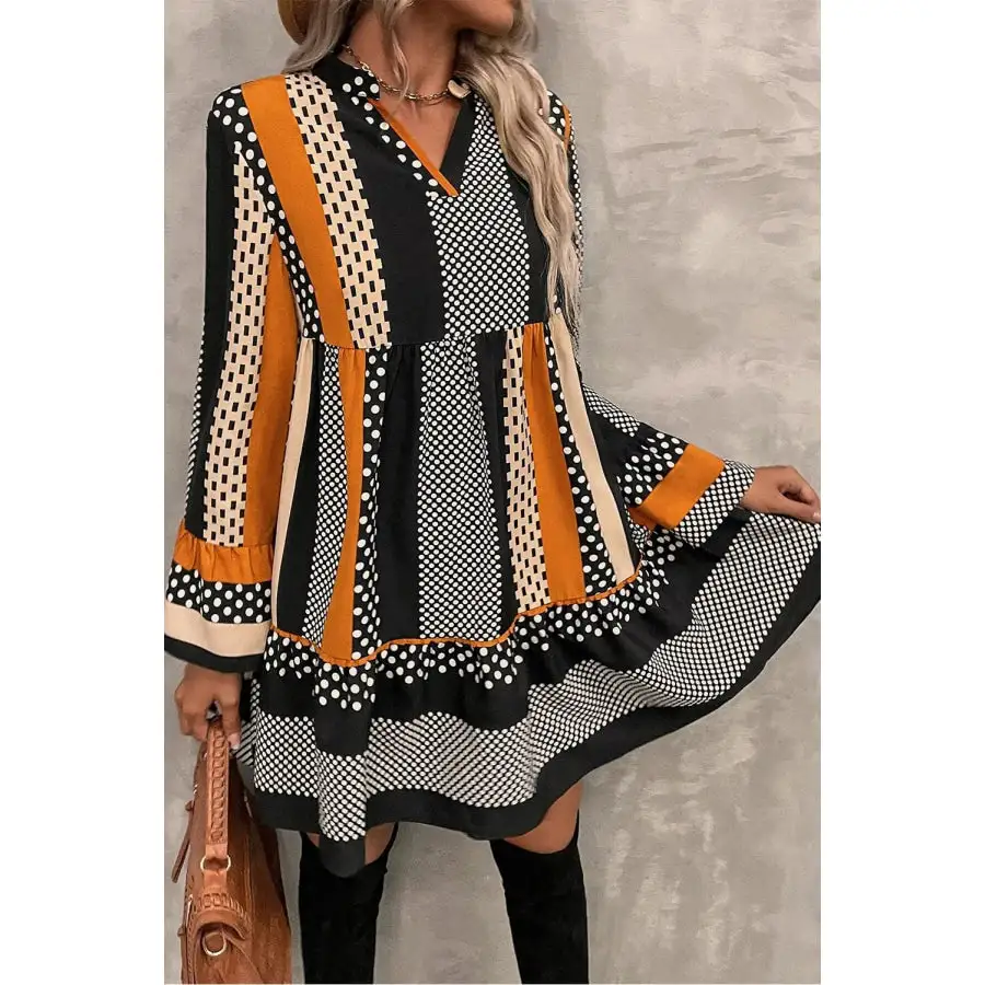 Soft Everyday Notched Long Sleeve Mini Dress