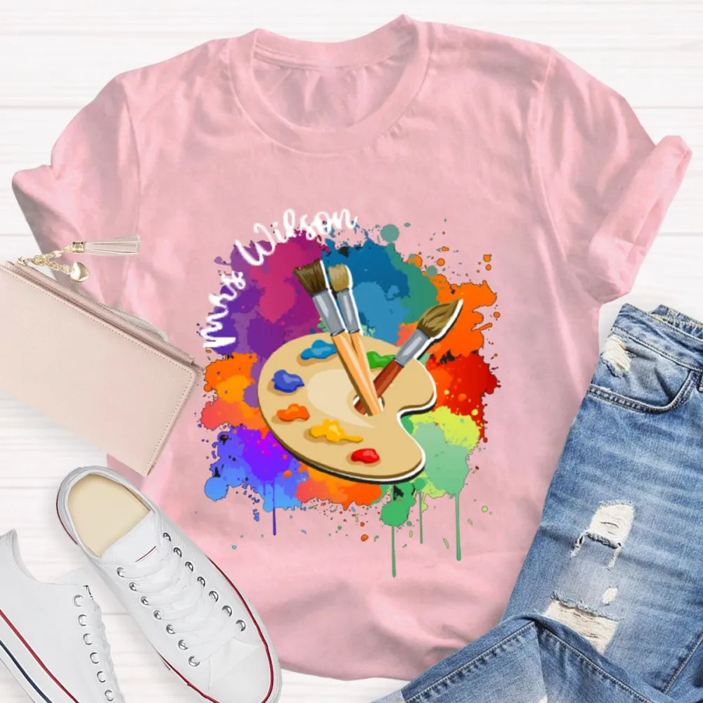 Personalized Artist Palette Teacher T-Shirt