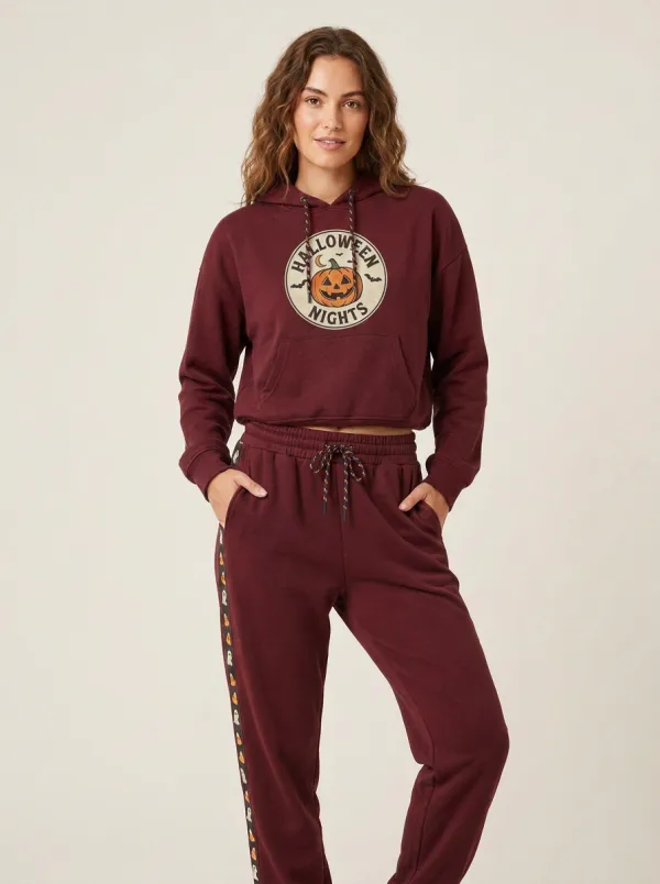 Women's Halloween Nights Pumpkin Ghost Printed Tracksuit