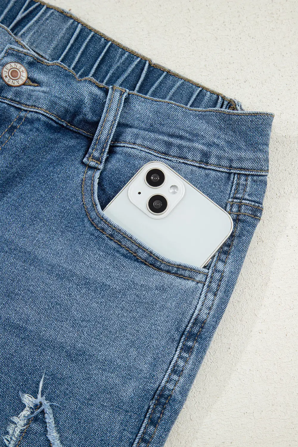 Casual Ribbed Denim Jeans