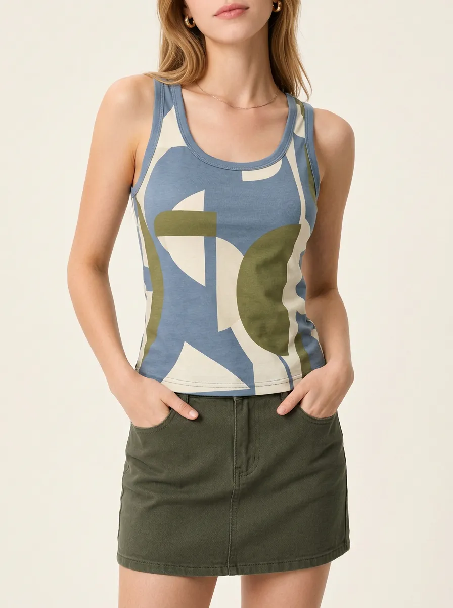 Women's Geometric Abstract Pattern Printed Tank Top