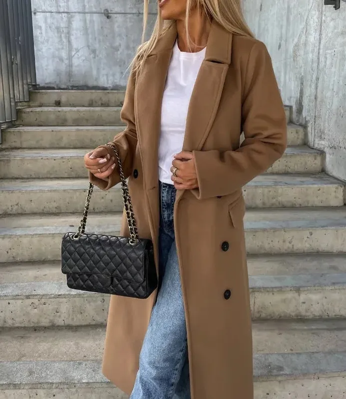 Classic Long-Sleeve Trench Coat