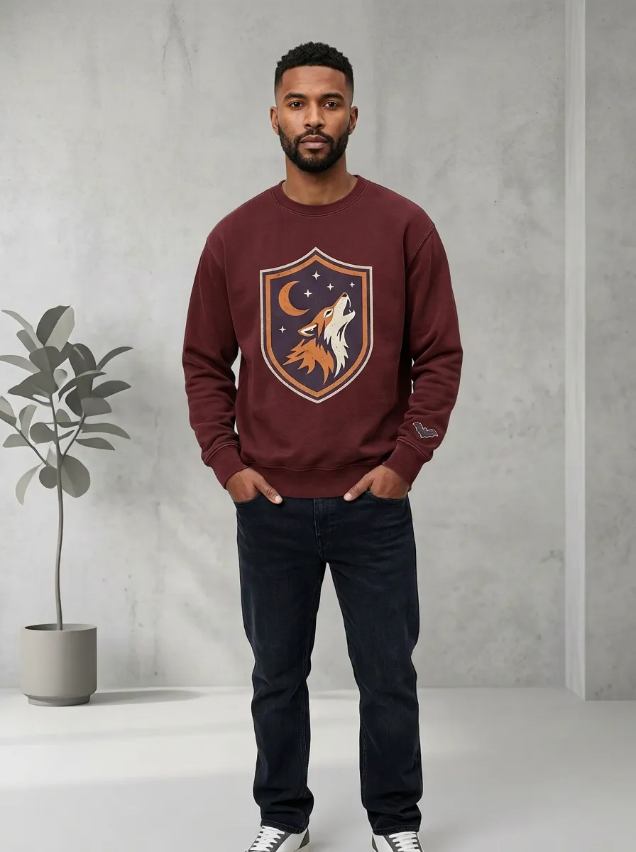Men's Halloween Howling Wolf Moon Shield Sweatshirt