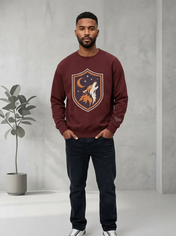 Men's Halloween Howling Wolf Moon Shield Sweatshirt