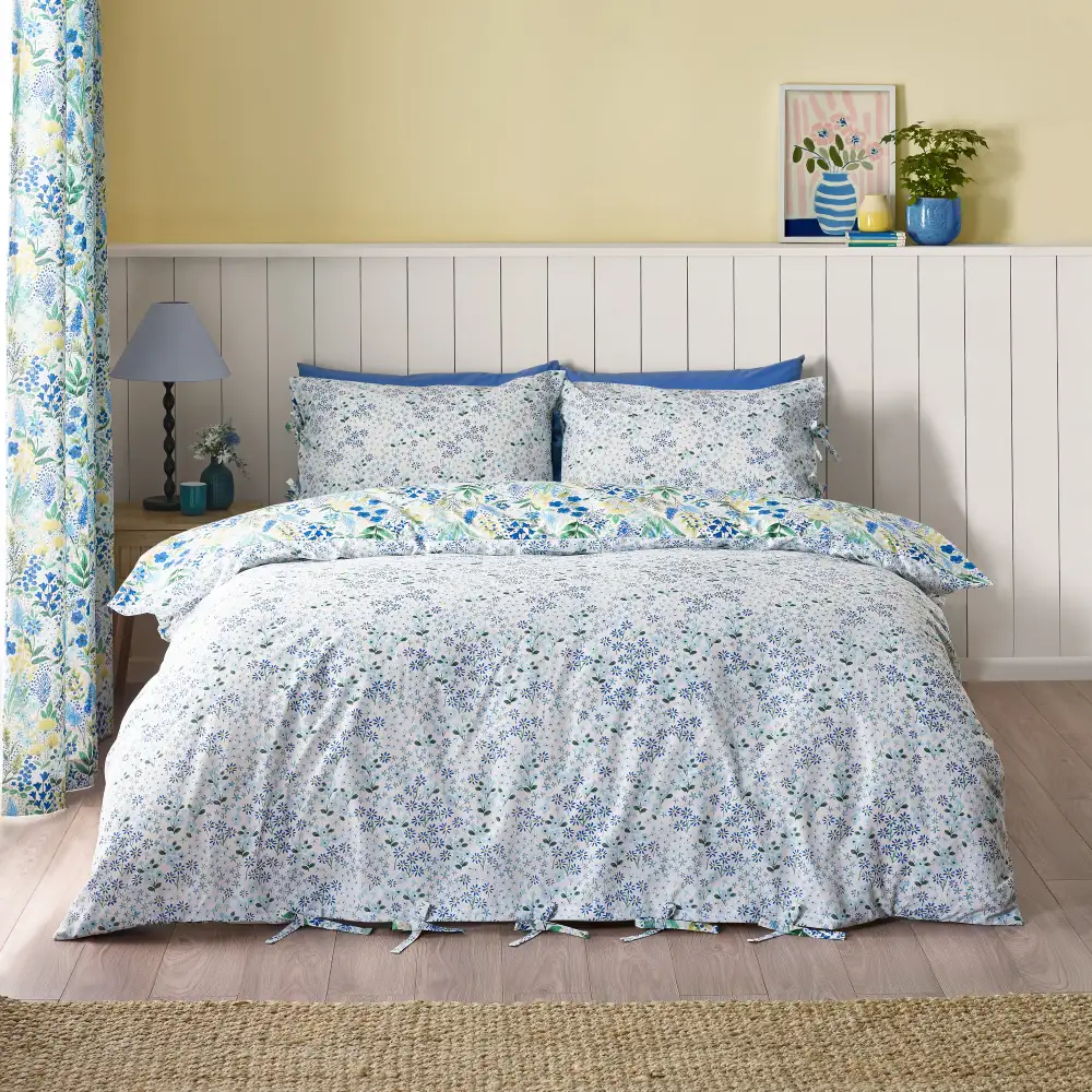 Classic Bedroom Reversible Floral Linen Duvet Cover Set