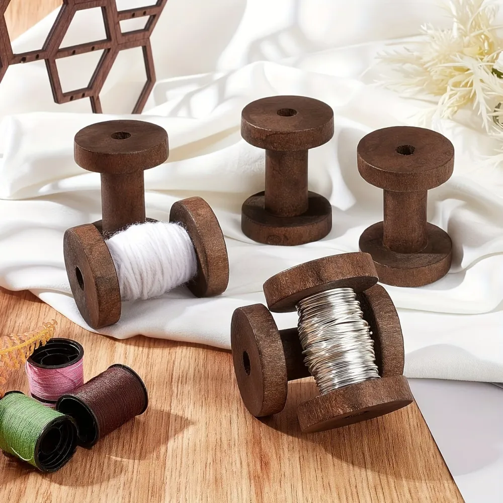 2 Pcs Wooden Thread Spool