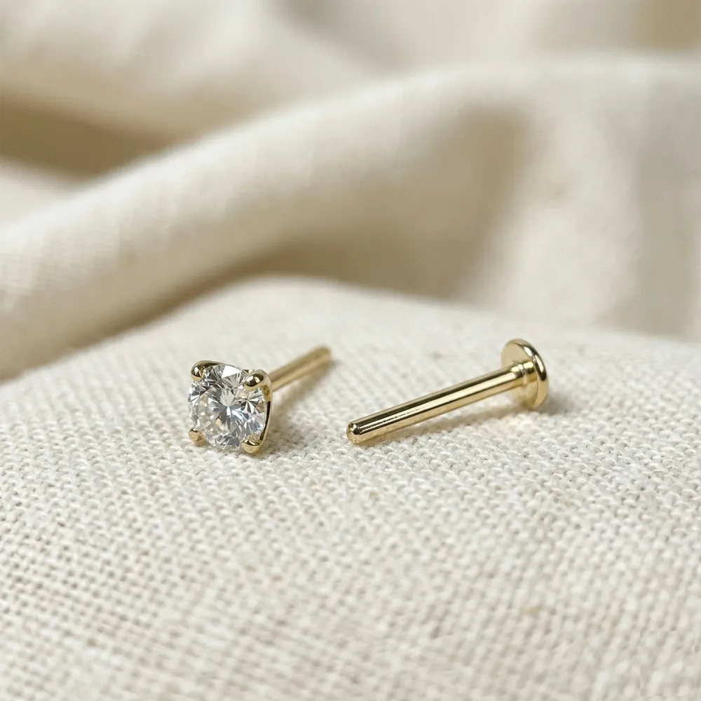 Crystal Prong-Set Threadless Stud