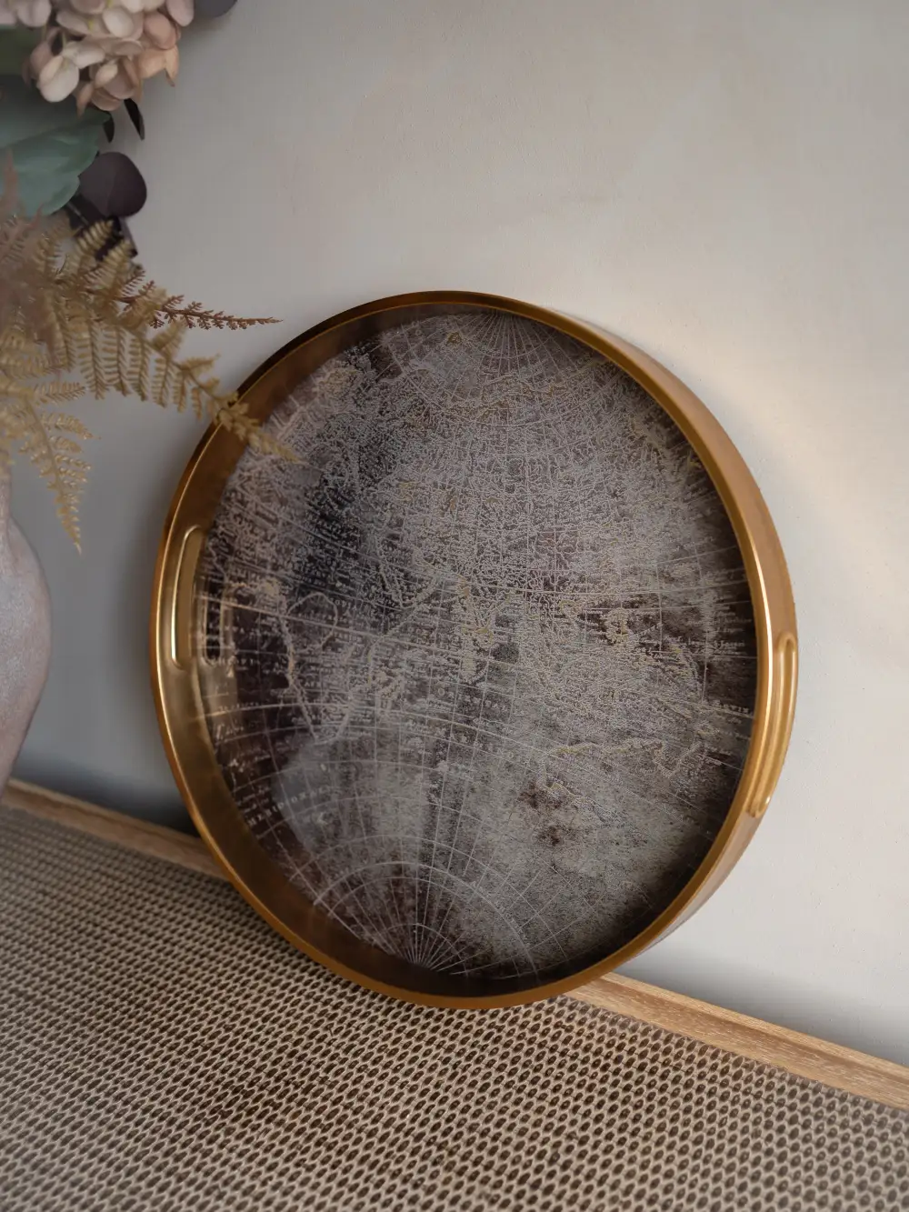 Antique World Map Round Tray