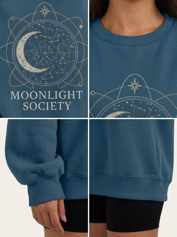 Women's Celestial Moonlight Society Constellation Printed T-shirt