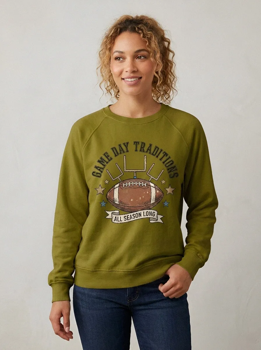 Women's Football Fan Game Day Traditions Goalpost Graphic Sweatshirt