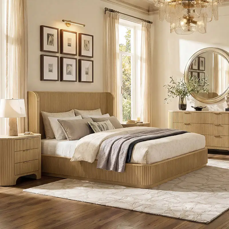 Fluted Wingback Panel Bed