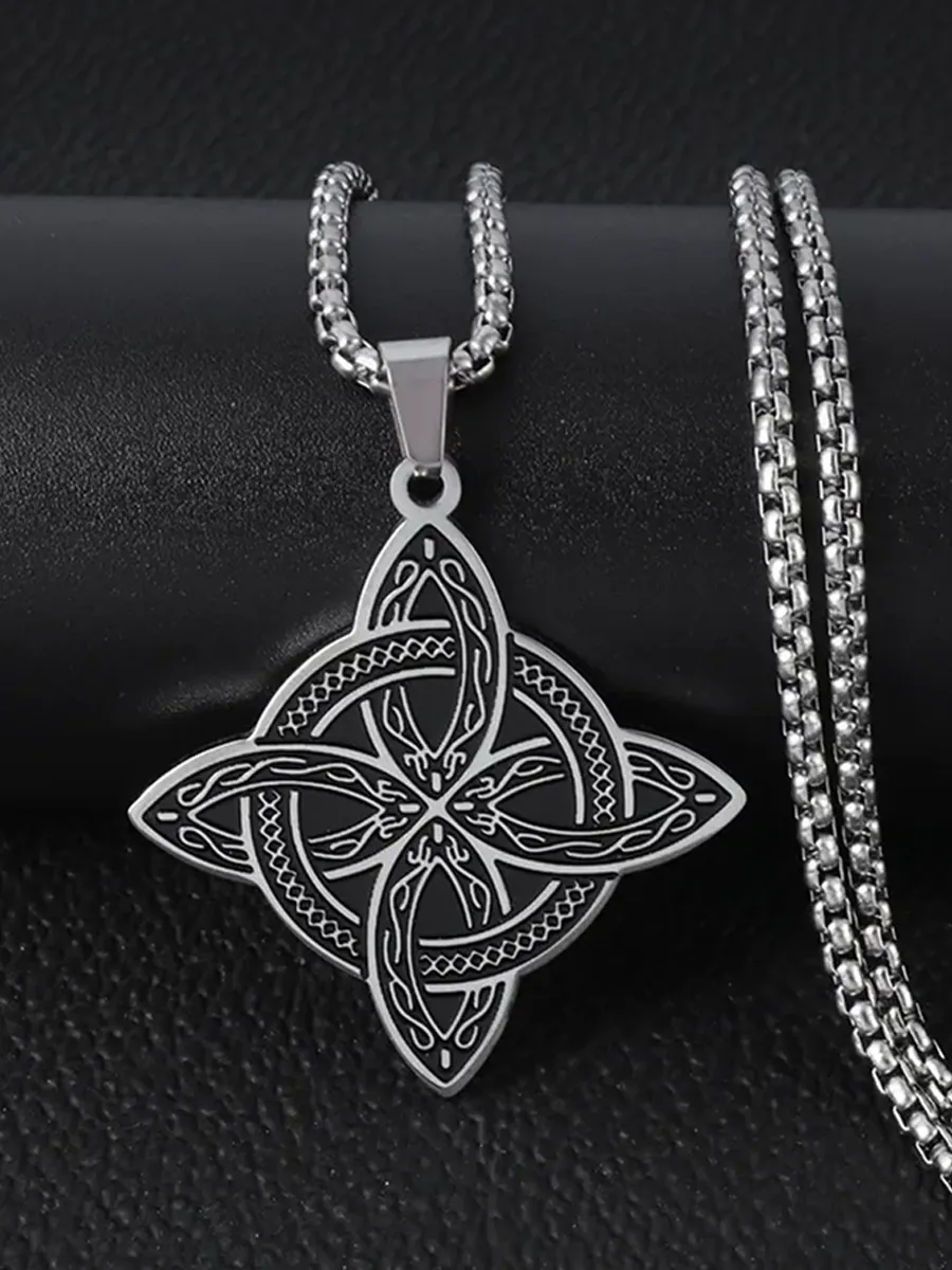 Men'S New Retro Viking Irish Celtic Knot Trendy Pendant Stainless Steel Slavic Talisman Necklace