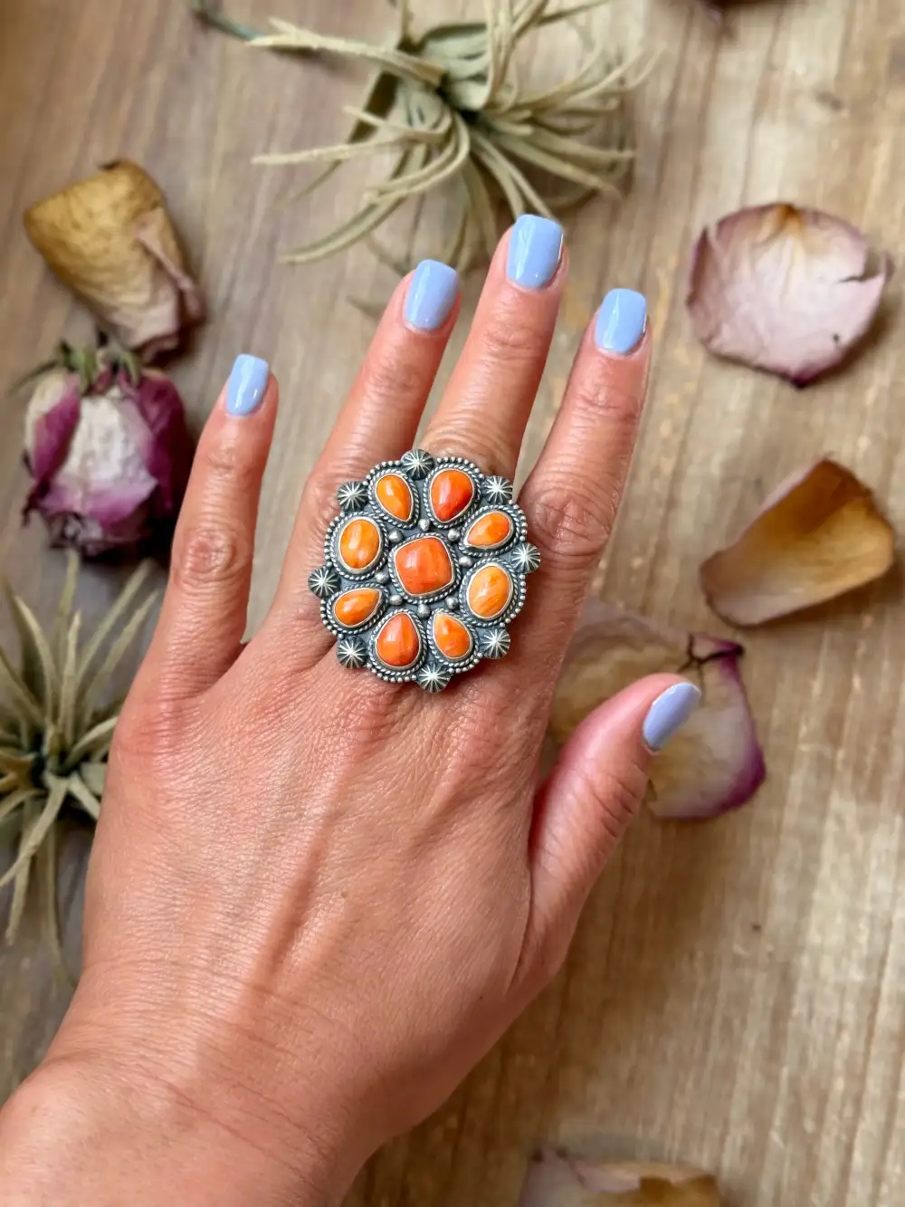 Cluster Statement Spiny Oyster Sterling Silver Ring