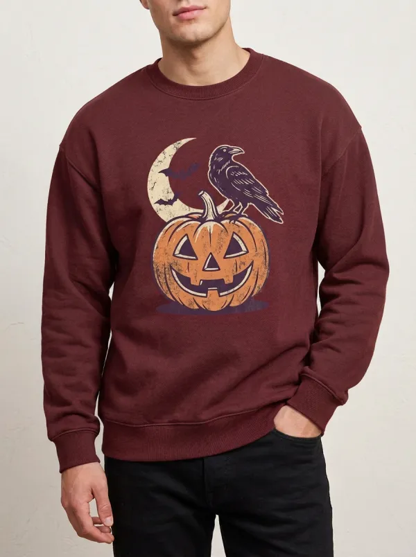 Men's Halloween Raven Pumpkin Moon Sweatshirt