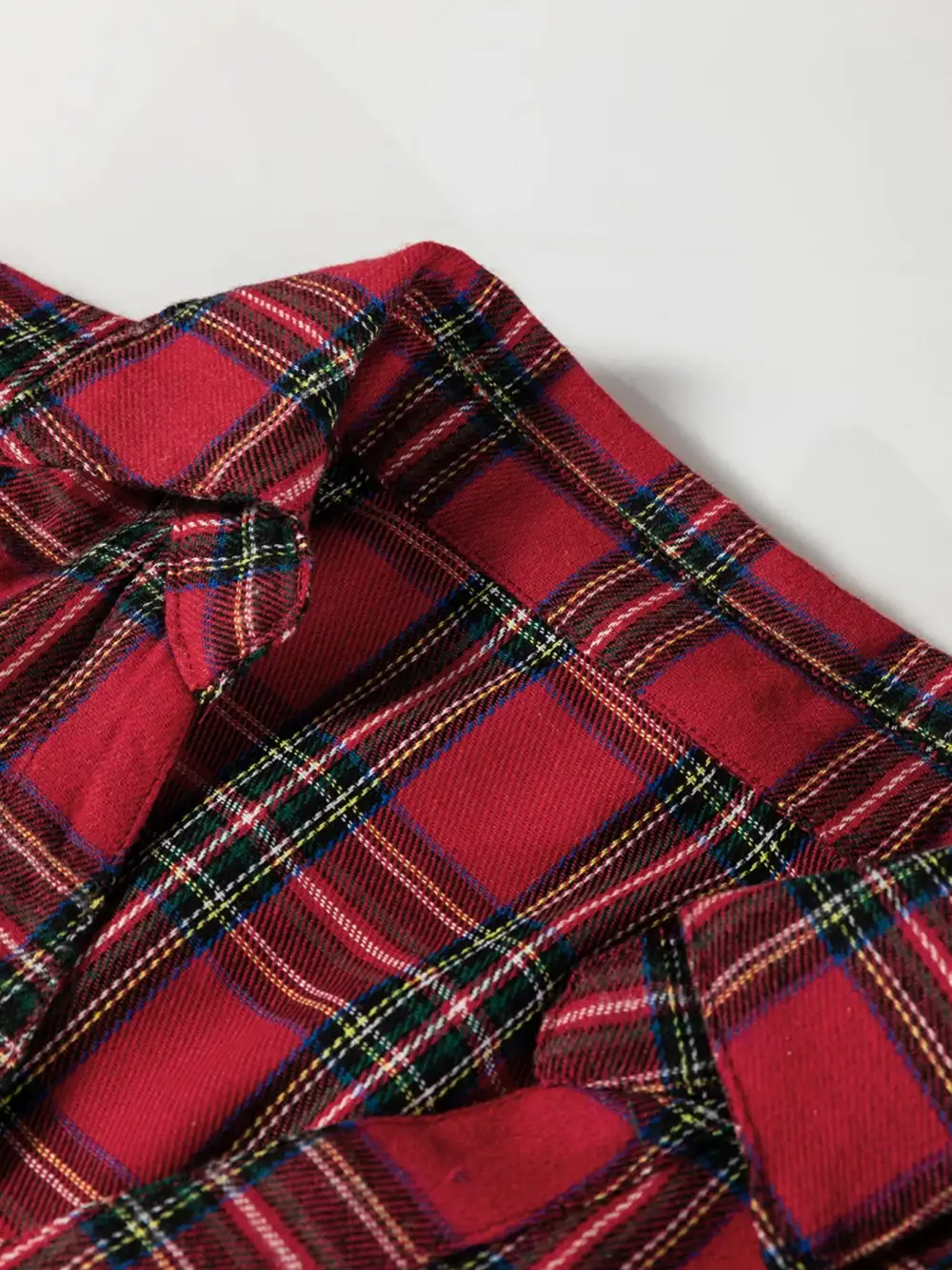 Plaid Half Button Ruffle Mini Dress