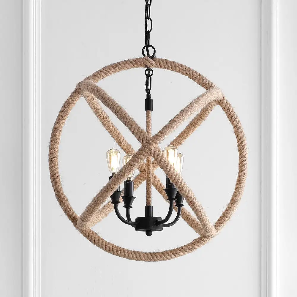 Adjustable Globe Metal/rope LED Pendant