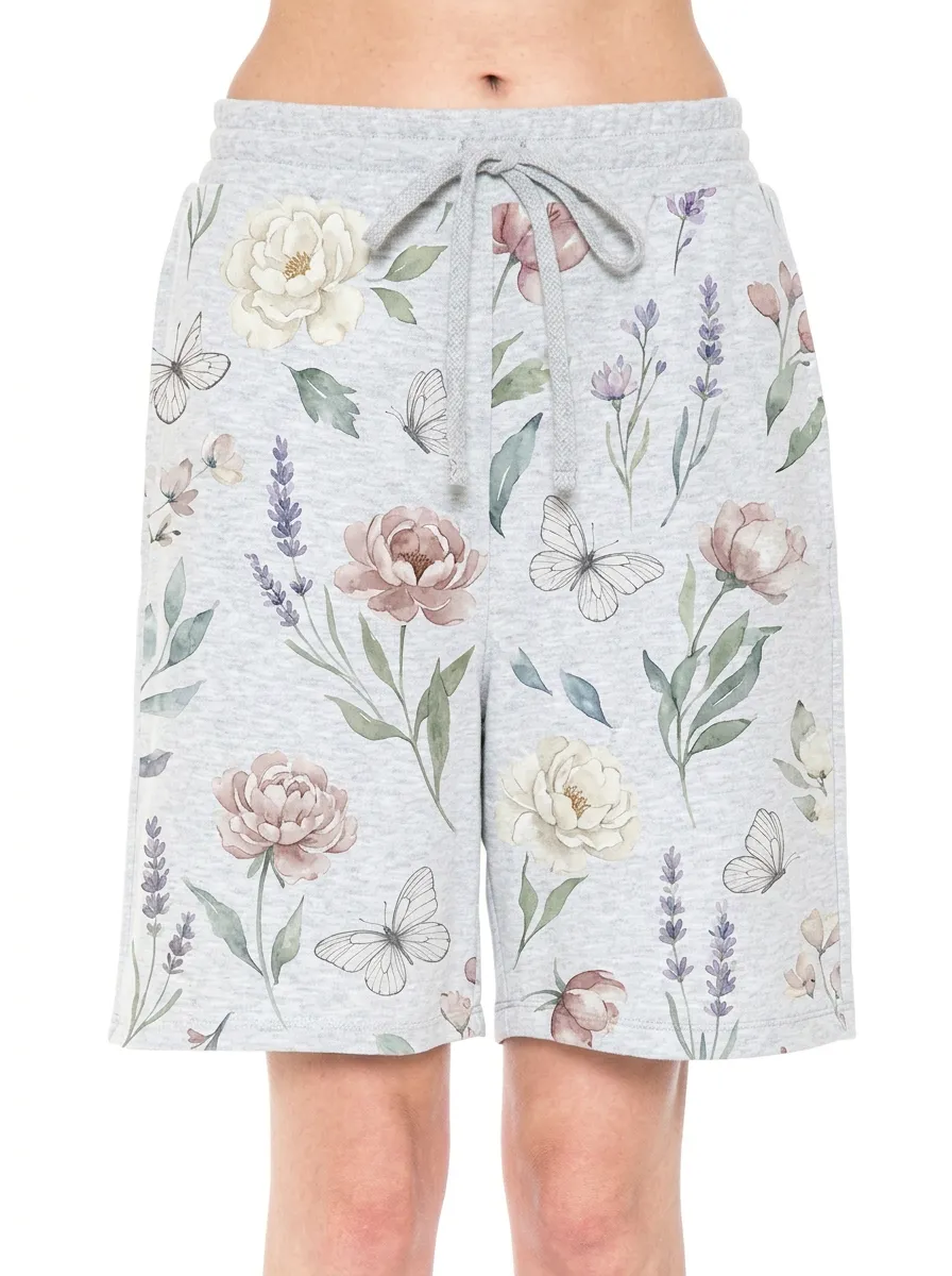 Women's Floral Butterfly Botanical Printed Lounge Shorts