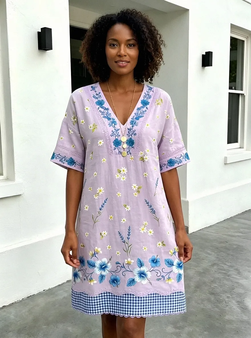 Women's Summer Vacation Daisy Hibiscus Floral Printed Dress
