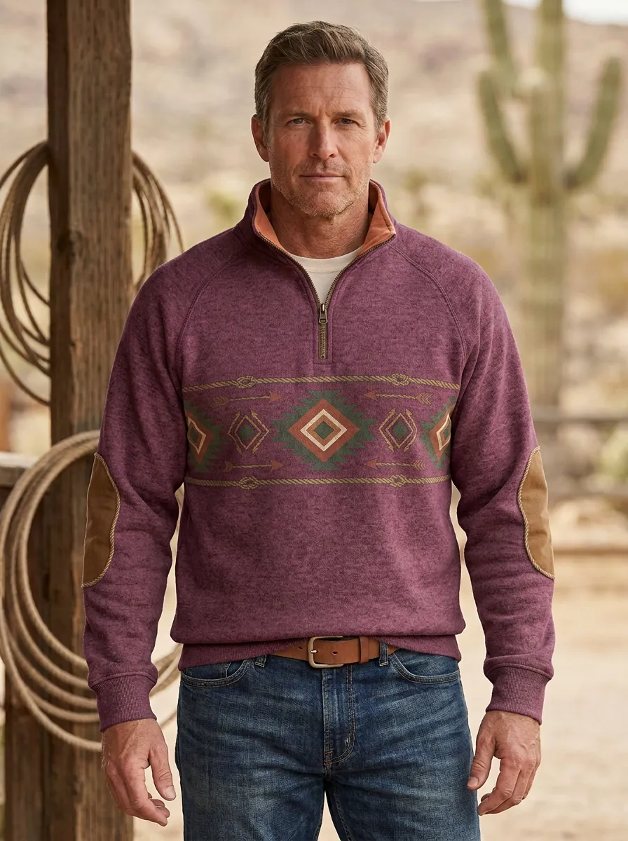 Men's Western Southwestern Quarter-Zip Sweatshirt