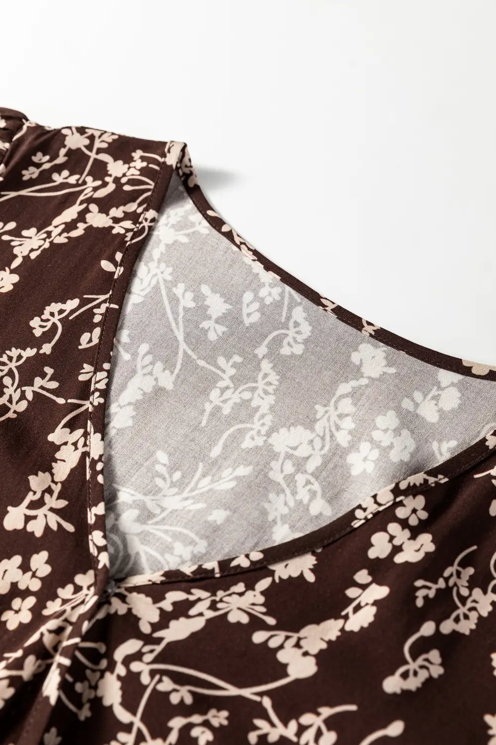 Lightweight Feel Floral Printed Split Neck Mini Dress
