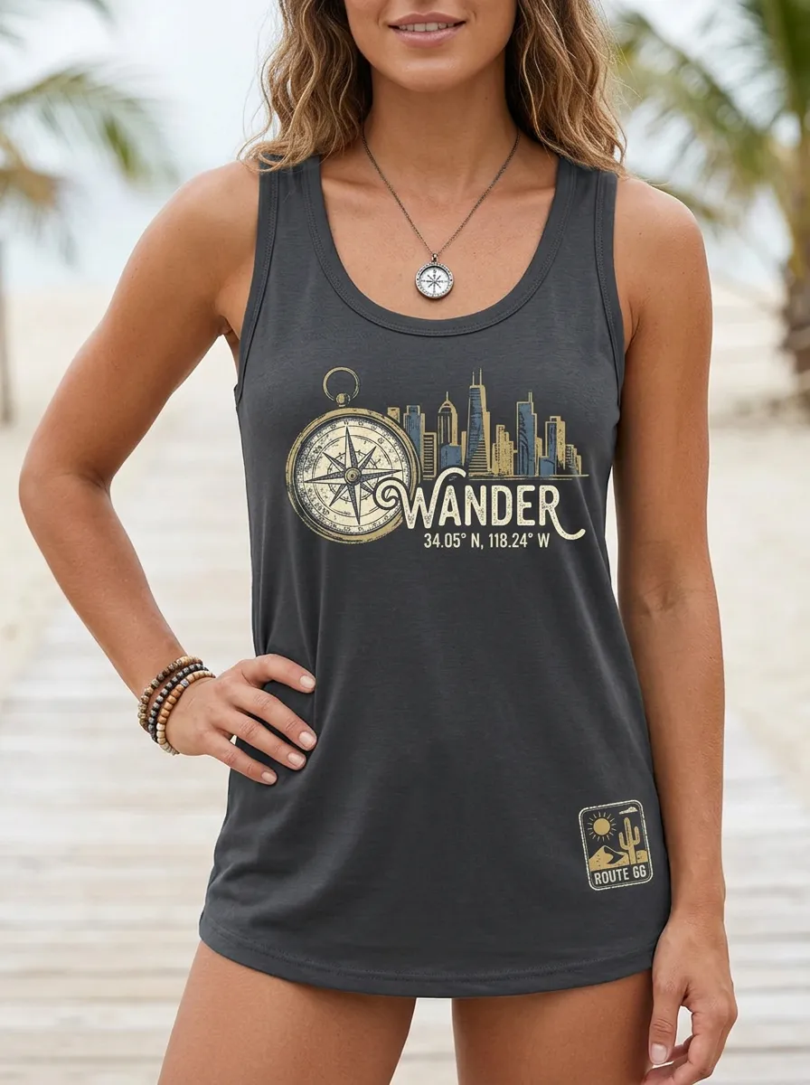Travel Wander Compass Tank Top