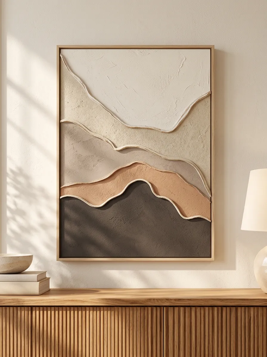 Modern Minimalist Neutral Abstract Landscape Textured Printed Wall Art