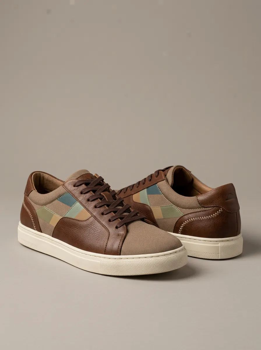 Men's Casual Fashion Geometric Patchwork Print Sneakers