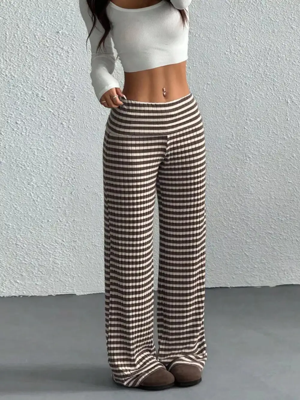Sequin Striped Wide Leg Pants