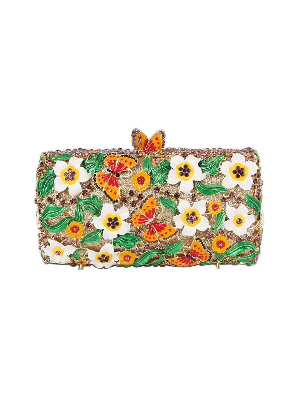 Chain Accent Butterfly Motif Clutch Bag